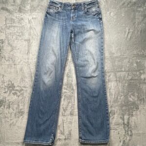 BKE Denim Womens Bootcut Jeans Medium Wash Distressed Size 29 x‎ 33.5
